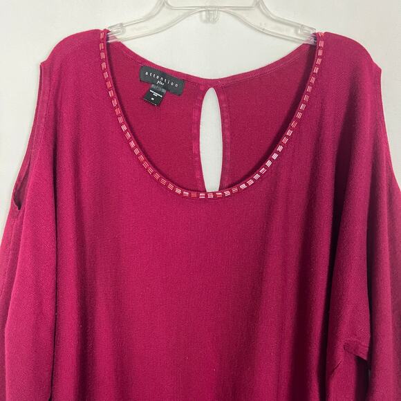 Attention Plus Women's Cold Shoulder Pink Sweater Top Size 3X - Picture 4 of 11